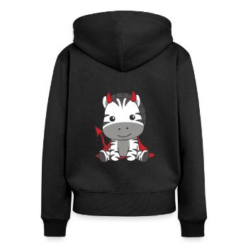 Zebra Happy Halloween Devil Costume - Women's Premium Organic Zip Hoodie - black - Back - Julia (174cm)