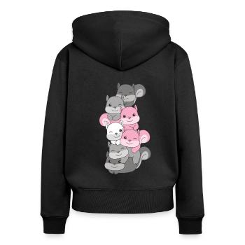 Demigirl Flag Pride LGBTQ Cute Squirrel - Women's Premium Organic Zip Hoodie - black - Back - Julia (174cm)