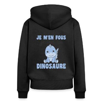 Je m'en fous je suis un dinosaure - Dino - Frauen Premium Bio Zip Hoodie - Schwarz - Hinten - Julia (174cm)