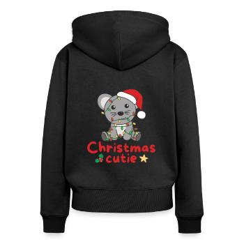 Souris de Noël Souris Christmas Cutie - Sweat à capuche zippé Premium bio Femme - noir - Dos - Julia (174cm)