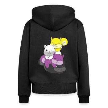 Nonbinary Flag Pride LGBTQ Cute Squirrel - Women's Premium Organic Zip Hoodie - black - Back - Julia (174cm)