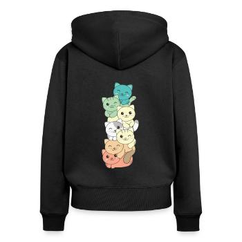 Genderfloren Flag Pride LGBTQ Cat Tower - Women's Premium Organic Zip Hoodie - black - Back - Julia (174cm)