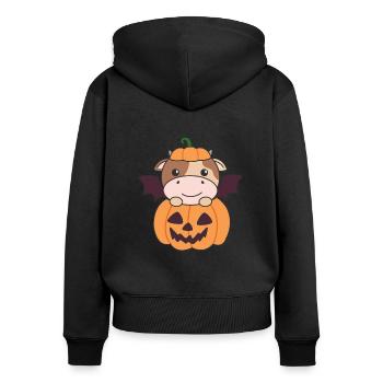Costume de chauve-souris de citrouille d’Halloween heureux - Sweat à capuche zippé Premium bio Femme - noir - Dos - Julia (174cm)