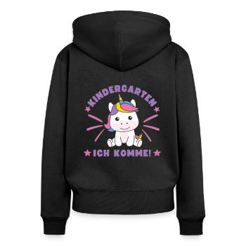 Kindergarten Ich Komme! - Frauen Premium Bio Zip Hoodie - Schwarz - Hinten - Julia (174cm)