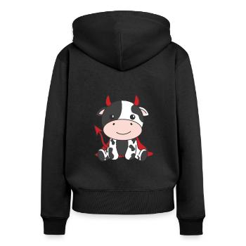 Cow Happy Halloween Devil Costume - Women's Premium Organic Zip Hoodie - black - Back - Julia (174cm)
