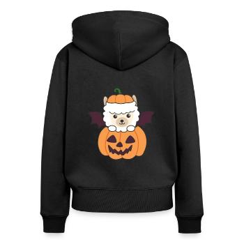 Alpaga Happy Halloween Pumpkin Bat Costume - Sweat à capuche zippé Premium bio Femme - noir - Dos - Julia (174cm)