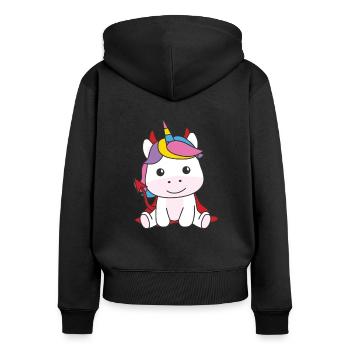 Unicorn Happy Halloween Devil Costume - Women's Premium Organic Zip Hoodie - black - Back - Julia (174cm)