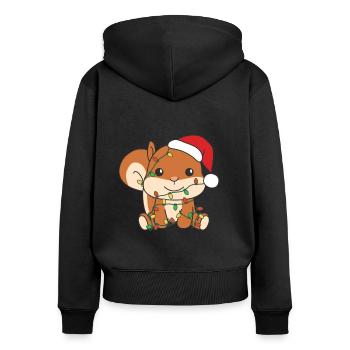 Squirrels Christmas Winter Animals Squirrels - Women's Premium Organic Zip Hoodie - black - Back - Julia (174cm)