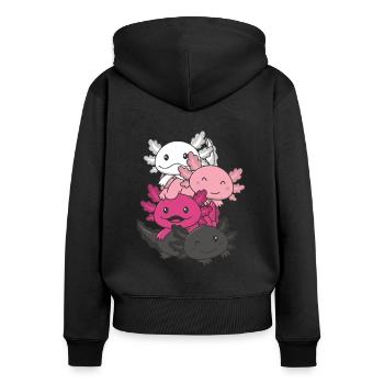 Transfem Flag Pride LGBTQ süßer Axolotl Stapel - Frauen Premium Bio Zip Hoodie - Schwarz - Hinten - Julia (174cm)