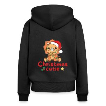 Triceratops Weihnachten Dinos Christmas Cutie - Women's Premium Organic Zip Hoodie - black - Back - Julia (174cm)