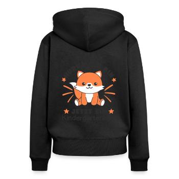 Hurra Ich Bin Jetzt Ein Kindergartenkind Fuchs - Frauen Premium Bio Zip Hoodie - Schwarz - Hinten - Julia (174cm)
