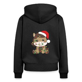 Cheval Noël Animaux d’hiver Cheval - Sweat à capuche zippé Premium bio Femme - noir - Dos - Julia (174cm)