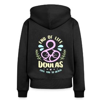 Doula Fin De Vie Doulas Love You Compagnon de naissance - Sweat à capuche zippé Premium bio Femme - noir - Dos - Julia (174cm)