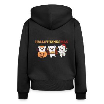 Joyeux Hallothanksmas Ours polaire Noël Ours polaires - Sweat à capuche zippé Premium bio Femme - noir - Dos - Julia (174cm)