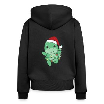 Dino Noël Animaux d’hiver Dinos - Sweat à capuche zippé Premium bio Femme - noir - Dos - Julia (174cm)