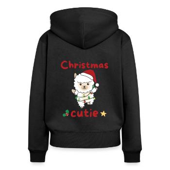 Alpaka Weihnachten Alpakas Christmas Cutie - Frauen Premium Bio Zip Hoodie - Schwarz - Hinten - Julia (174cm)