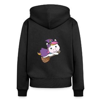 Licorne Halloween Sorcière Enfants Costume de Sorcière - Sweat à capuche zippé Premium bio Femme - noir - Dos - Julia (174cm)