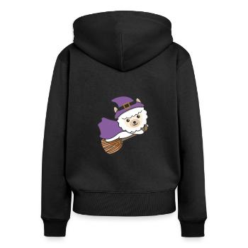 Alpaga Halloween Sorcière Enfants Costume de Sorcière - Sweat à capuche zippé Premium bio Femme - noir - Dos - Julia (174cm)