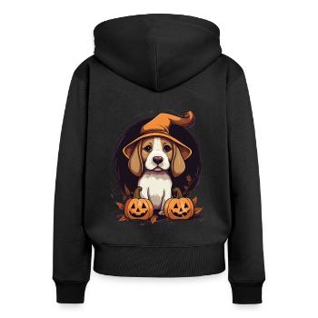 Halloween Witch Hat Pumpkin Dog Beagle - Women's Premium Organic Zip Hoodie - black - Back - Julia (174cm)