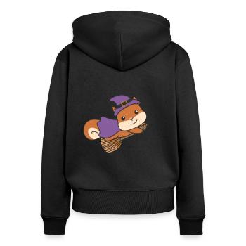 Écureuil Halloween Sorcière Enfants Costume de Sorcière - Sweat à capuche zippé Premium bio Femme - noir - Dos - Julia (174cm)