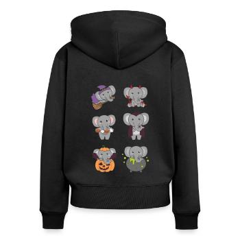 Elefant Halloween Teufel Kürbis Vampier Kostüm - Frauen Premium Bio Zip Hoodie - Schwarz - Hinten - Julia (174cm)