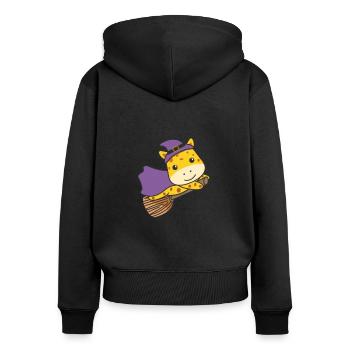 Girafe Halloween Sorcière Enfants Costume de Sorcière - Sweat à capuche zippé Premium bio Femme - noir - Dos - Julia (174cm)