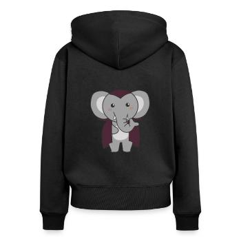 Elephant Happy Halloween Cute Vampire Costume - Women's Premium Organic Zip Hoodie - black - Back - Julia (174cm)