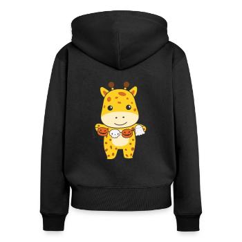Girafe Joyeux costume fantôme de citrouille d’Halloween - Sweat à capuche zippé Premium bio Femme - noir - Dos - Julia (174cm)