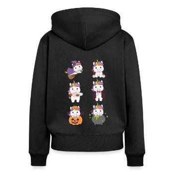 Einhorn Halloween Teufel Kürbis Vampier Kostüm - Frauen Premium Bio Zip Hoodie - Schwarz - Hinten - Julia (174cm)