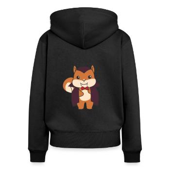 Squirrel Happy Halloween Cute Vampire Costume - Women's Premium Organic Zip Hoodie - black - Back - Julia (174cm)