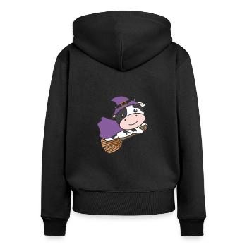 Cow Halloween Witch Kids Witch Costume - Women's Premium Organic Zip Hoodie - black - Back - Julia (174cm)