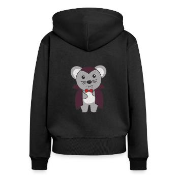 Maus Happy Halloween süßer Vampir Kostüm - Frauen Premium Bio Zip Hoodie - Schwarz - Hinten - Julia (174cm)