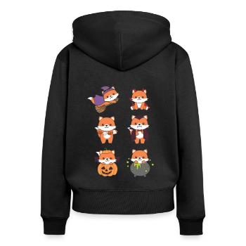Fuchs Halloween Teufel Kürbis Vampier Kostüm - Frauen Premium Bio Zip Hoodie - Schwarz - Hinten - Julia (174cm)