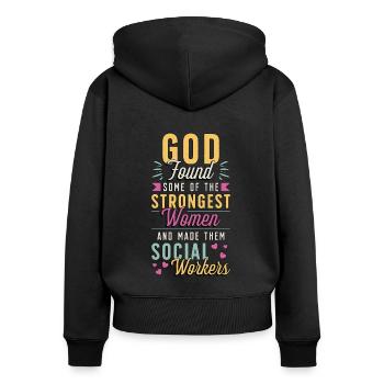 Service social Dieu a trouvé une partie du travail social - Sweat à capuche zippé Premium bio Femme - noir - Dos - Julia (174cm)