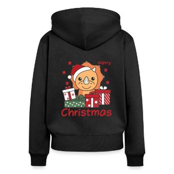 Triceratops cadeau de Noël Animaux d’hiver - Sweat à capuche zippé Premium bio Femme - noir - Dos - Julia (174cm)