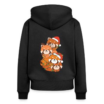 Roter Panda Weihnachtsbaum Weihnachts Tiere - Frauen Premium Bio Zip Hoodie - Schwarz - Hinten - Julia (174cm)
