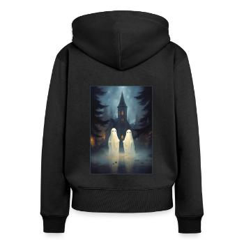 Vintage Ghost Church Cemetery Gothic Halloween - Women's Premium Organic Zip Hoodie - black - Back - Julia (174cm)