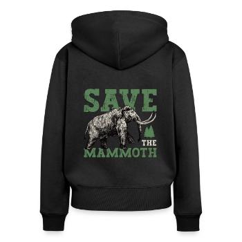 Mammouth laineux Sauvez les animaux à tronc de mammouth - Sweat à capuche zippé Premium bio Femme - noir - Dos - Julia (174cm)