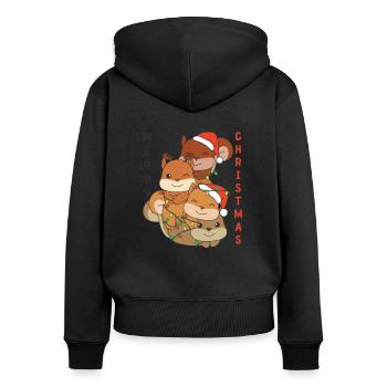 Squirrel Christmas Tree Christmas Animals - Women's Premium Organic Zip Hoodie - black - Back - Julia (174cm)
