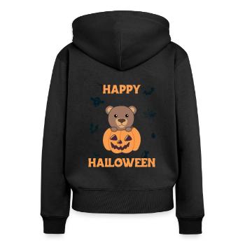 Bear in pumpkin cute bears Happy Halloween - Women's Premium Organic Zip Hoodie - black - Back - Julia (174cm)