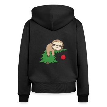 Merry Slothma's funny sloth Christmas tree - Women's Premium Organic Zip Hoodie - black - Back - Julia (174cm)