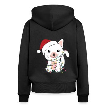 Katze Weihnachten Schnee Winter Tiere Katzen - Frauen Premium Bio Zip Hoodie - Schwarz - Hinten - Julia (174cm)