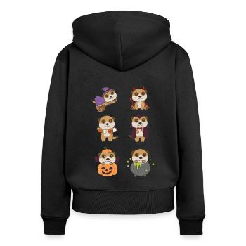 Erdmännchen Halloween Teufel Kürbis Vampier Kostüm - Frauen Premium Bio Zip Hoodie - Schwarz - Hinten - Julia (174cm)