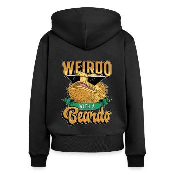 Bearded Dragon Weirdo With A Beardo Lizard Lover - Frauen Premium Bio Zip Hoodie - Schwarz - Hinten - Julia (174cm)