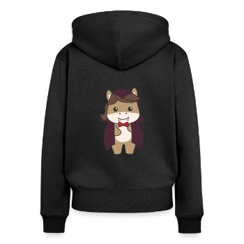 Horse Happy Halloween Cute Vampire Costume - Women's Premium Organic Zip Hoodie - black - Back - Julia (174cm)