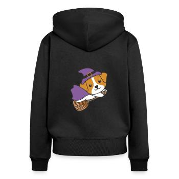 Jack Russell Halloween Witch Kids Witch Costume - Women's Premium Organic Zip Hoodie - black - Back - Julia (174cm)