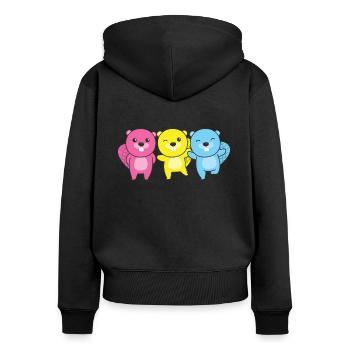 Pansexuell Flag Pride LGBTQ süßer Biber - Frauen Premium Bio Zip Hoodie - Schwarz - Hinten - Julia (174cm)