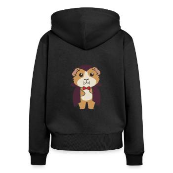 Meerschweinchen Happy Halloween süßer Vampir - Frauen Premium Bio Zip Hoodie - Schwarz - Hinten - Julia (174cm)