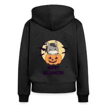 Donkey in Pumpkin Cute Donkey Happy Halloween - Women's Premium Organic Zip Hoodie - black - Back - Julia (174cm)
