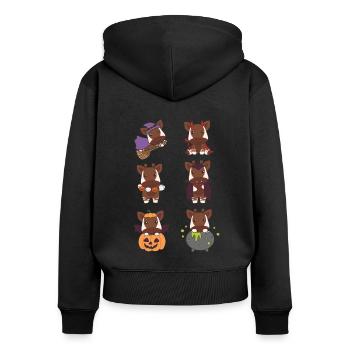 Okapi Halloween Teufel Kürbis Vampier Kostüm - Frauen Premium Bio Zip Hoodie - Schwarz - Hinten - Julia (174cm)